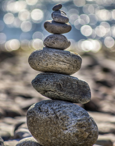 cairn of grey rocks