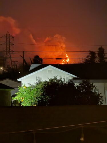 Photograph of the Eaton Fire in January 2025 in Los Angeles, California, captured by Planetary Health Campus Ambassador Michelle So.